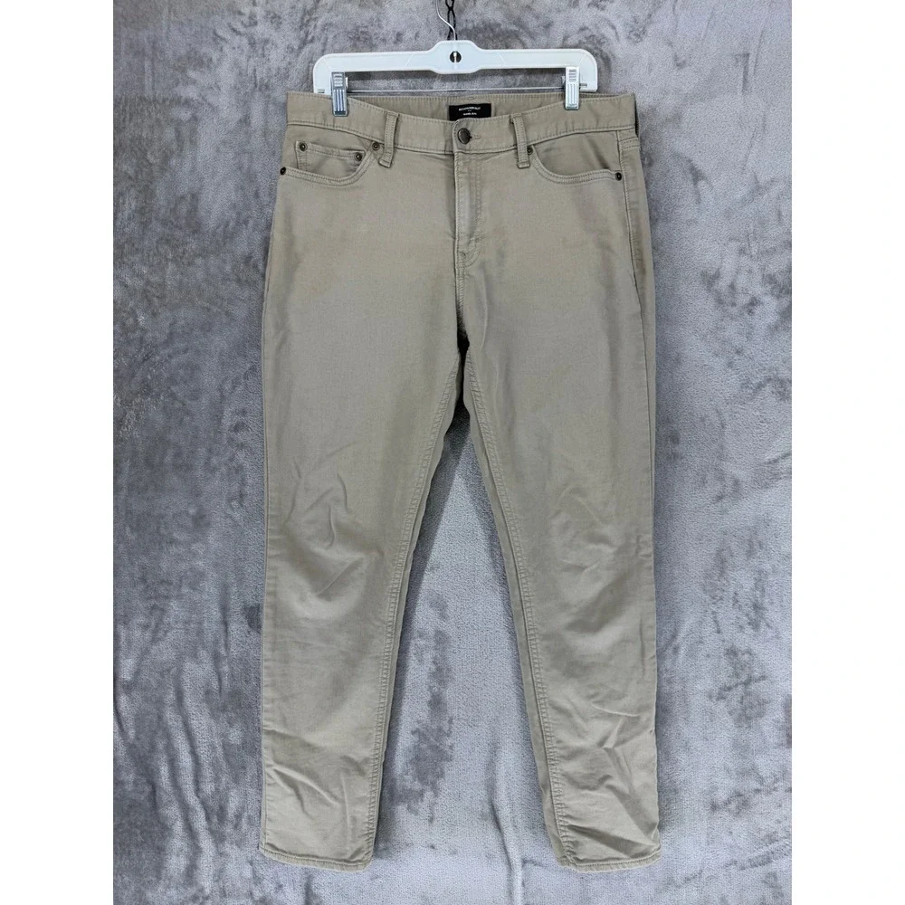 Banana Republic Travel Slim Pants Mens 33x32 New Pewter Beige Washwell 731189-05